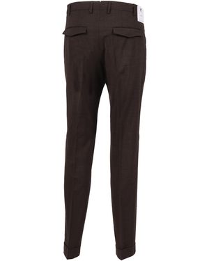 PT01 Master, 1 Pleat, Diagonal Pockets, Flap Back Turn-Up Virgin Wool Elastane Pant - Black