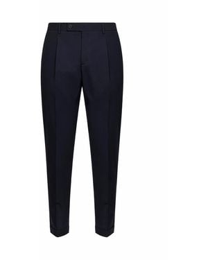 D 40 Dark Stretch Cotton Blend Slim Carrot Trousers - Blue