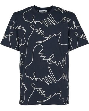 Tシャツ・カットソー Msgm Volcano T-Shirt MSGM Volcano Graphic Print Crew Neck T-Shirt in Blue for Men