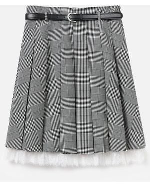 Self-Portrait Prince Of Wales Check Pleated Midi Skirt - Grey