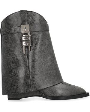 Givenchy Shark Lock Cowboy Leather Ankle Boots - Black