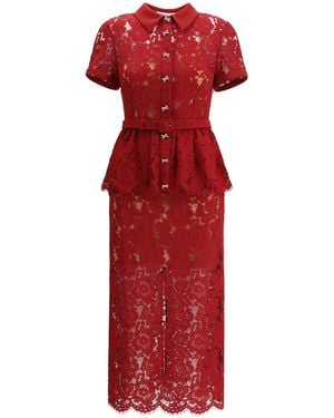 Self-Portrait Lace Midi Dress - Red