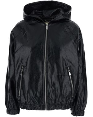MICHAEL Michael Kors Hooded Jacket Ecoleather - Black