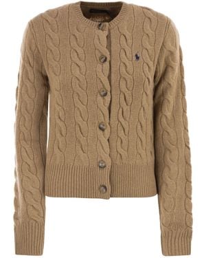 Polo Ralph Lauren Wool And Cashmere Cable Knit Cardigan - Natural