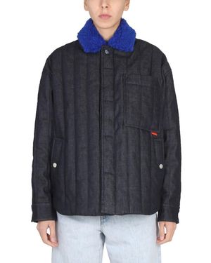 Sunnei Jacket With Faux Fur - Blue