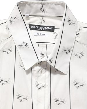 Dolce & Gabbana Bee Print Cotton Fit Dress Shirt - Grey