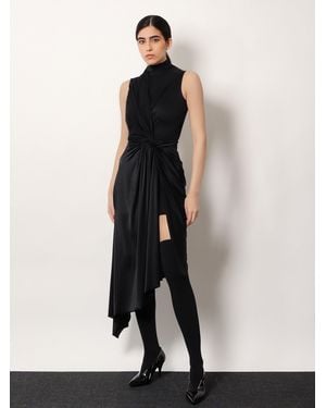 Balenciaga Asymmetrical Long Dress Stretch Fabric Polyester - White