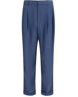 Saint Laurent Blue Silk Dress Trousers