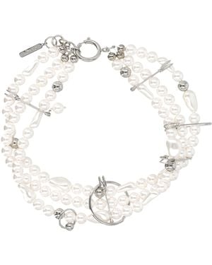 Justine Clenquet Ryder Pearl Choker Brass Necklace - White