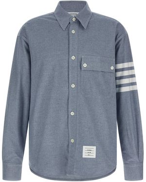 Thom Browne '4Bar' Flannel Shirt - Blue