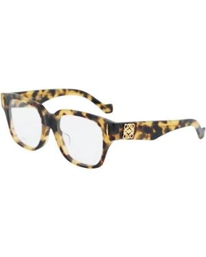 Loewe Eyeglasses Square Full Rim, Havana Frame And Clear Demo Lens Lw50091F056 - Metallic