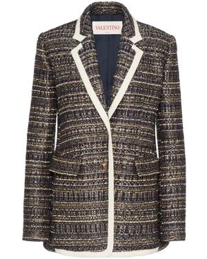 Valentino Tweed Party Single-Breasted Blazer Clothing - Black