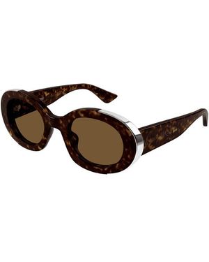 McQueen Sunglasses Oval Full Rim, Havana Frame And Lens Am0445S002 - Brown