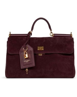 Dolce & Gabbana Burgundy My Sicily Medium Handbag - Purple