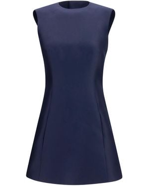 Balenciaga A-Line Mini Dress Merino Wool Ovis Aries; Silk - Blue