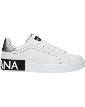 Dolce & Gabbana Leather Portofino Trainers - White