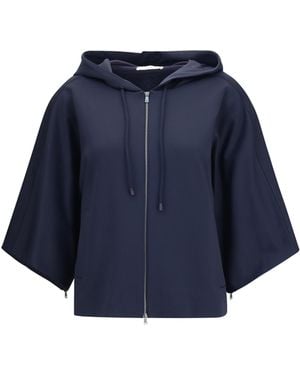 Max Mara Fidato Hooded Sweatshirt Polyamide; Cotton; Elastane Sweatshirts - Blue
