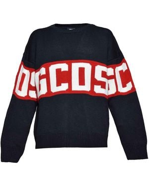 Gcds Band Logo Knitted Jumper - Blue