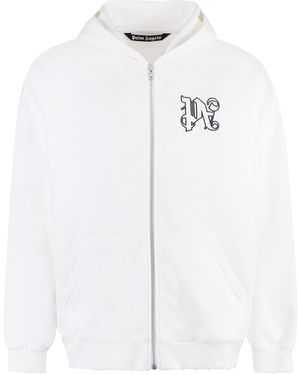 Palm Angels Full-Zip Cotton Hoodie - White