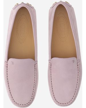 Tod's Suede Rubber-Soled Loafers Calfskin - Pink