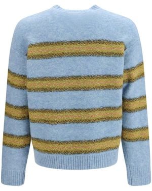 Dries Van Noten Crewneck Striped Sweater Alpaca (Vicugna Pacos) - Blue