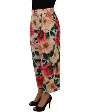 Dolce & Gabbana Floral Print Trousers Pan73057 - Black
