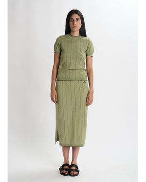 B.B. Wallace Top Indiana Long Laine Kaki Bords Noirs - Green