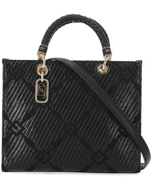 Elisabetta Franchi Jacquard Shopping Bag - Black