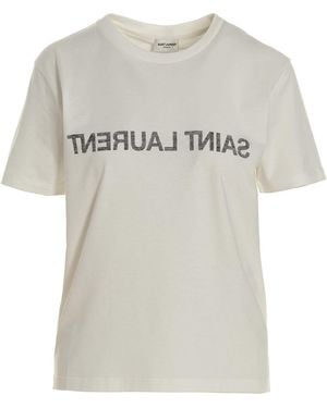 Saint Laurent Logo Print T-Shirt - White