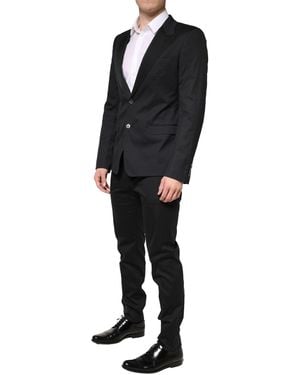 Dolce & Gabbana Cotton Single Breasted 2 Piece Suit Elastane Nylon Silk - Black
