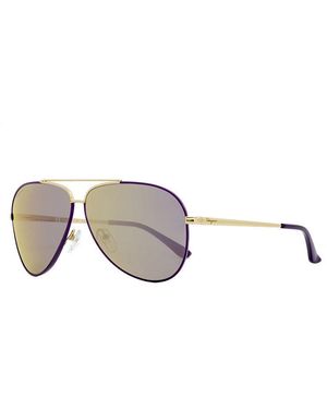 Ferragamo Sunglasses Aviator Full Rim, Shiny Light Frame And Gradient Lens Sf131S736 - Grey