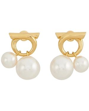 Ferragamo Double Pearls Earrings - Metallic