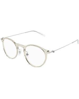 Montblanc Eyeglasses Browline Full Rim, Frame And Clear Demo Lens Mb0099O002 - Metallic