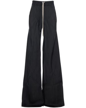 Rick Owens Wide Leg Pants With A Glossy Finish - Black