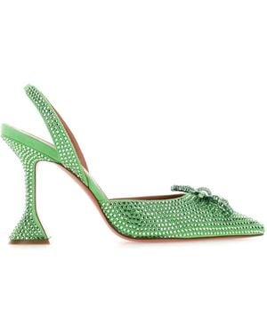 AMINA MUADDI Embellished Suede Rosie Court Shoes - Green