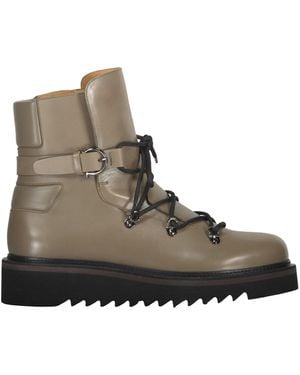 Ferragamo Leather Lace-Up Boots - Brown