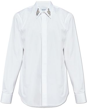 McQueen Shirt With Shimmering Crystals On The Collar - White