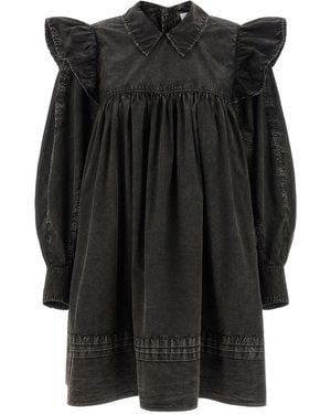 Ganni Washed Mini Shirt Dress - Black
