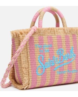 MC2 Saint Barth Mini Vanity Straw Effect Bag With Striped Print - Pink