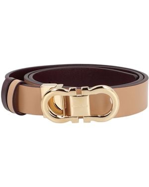 Ferragamo Gancini Reversible Leather Belt Calf - Brown