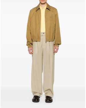 Ami Paris Logo Plaque Twill Bomber Jacket - Natural
