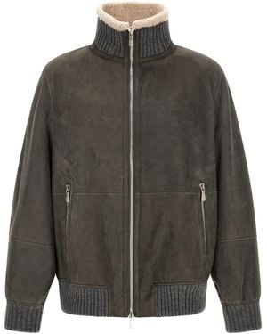 Brunello Cucinelli Leather Jacket - Grey