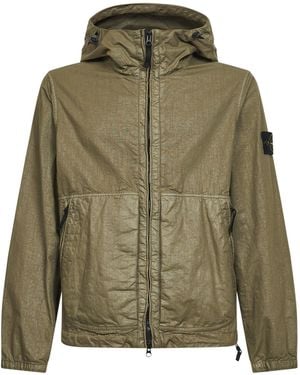 Stone Island Military Panama-Tc Nylon Hooded Jacket - Green