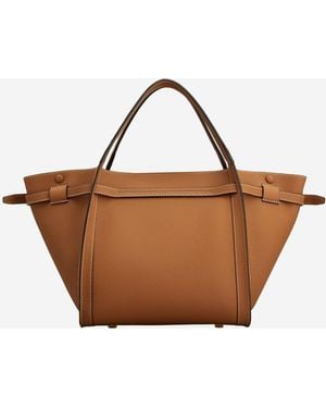 Tod's Leather Shopping Bag With Logo Calfskin Handbags - Brown