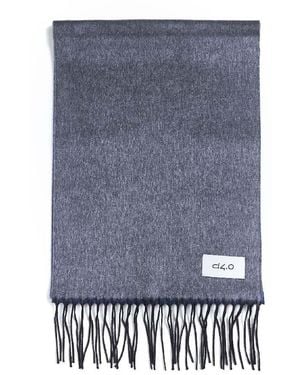 D 40 And Light Scarf With Fringes - Blue