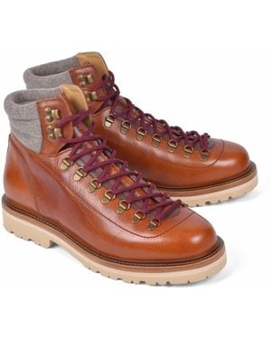 Brunello Cucinelli Cognac Leather Two Tone Hiking Boots - Brown