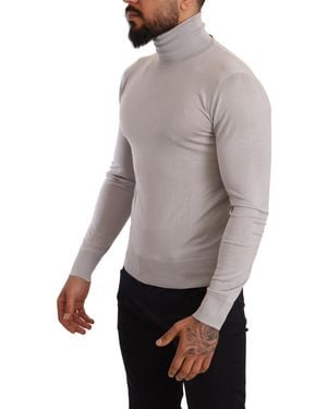 Dolce & Gabbana Cashmere Turtleneck Pullover Jumper Silk Clothing - Grey