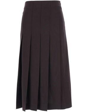 Le Plain Skirt Midi Pleated Tech Fabric - Gray