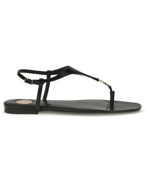 Saint Laurent Cassandre Leather Sandals - Black