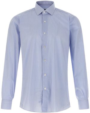 Barba Napoli Striped Cotton Poplin Shirt - Blue